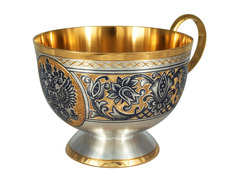 Серебряная чашка с Гербом РФ и позолотой «Державный»